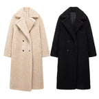 Women's Loose Lapel Long Soft Teddy Coat Jacket