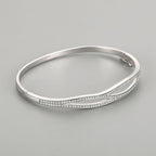 Silver Crossover Pave Crystal Bangle Bracelet