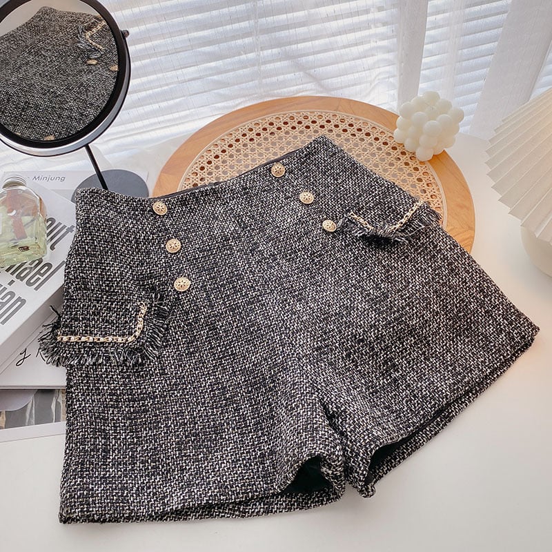 Double Breasted High Waist Shorts for Women