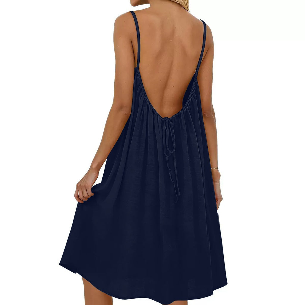 Women's Spaghetti Strap Backless Bodycon Dress