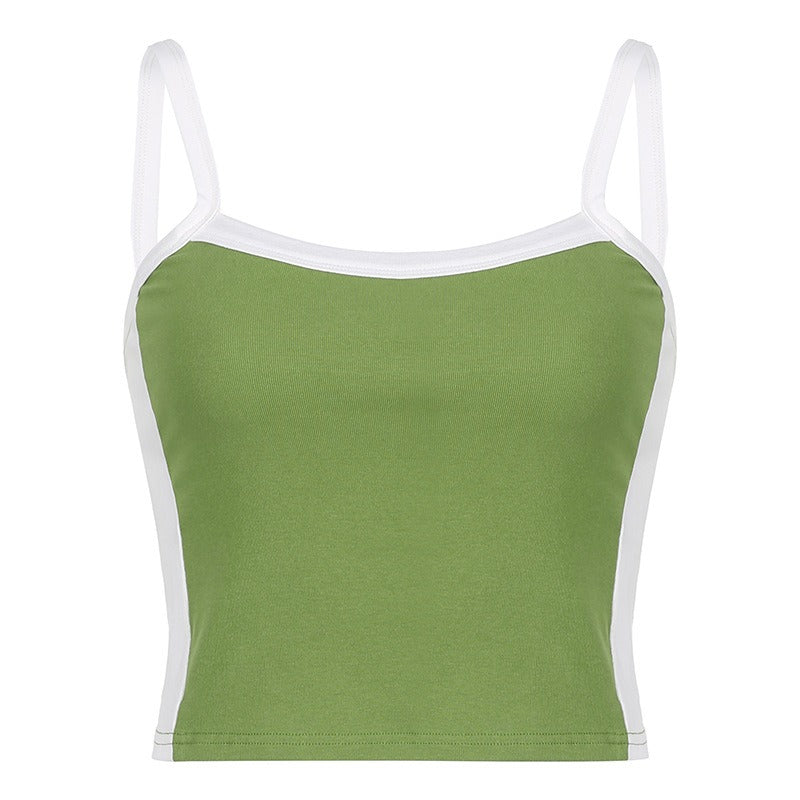 Colorblock Patchwork One-piece Neck Camisole Top