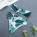 Tropical Leaf Wrap Bikini Set