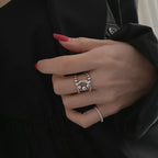 Vintage Cross Bead Ring for Women in Silver