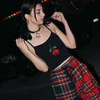Embroidered Rose Crop Top Vest for Women