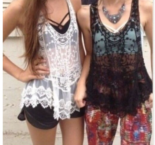 Women's White Lace Sleeveless Beach Cover-Up Top