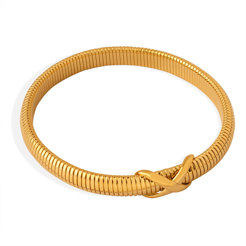 Gold Flex Snake Chain Knot Bangle Bracelet