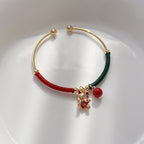 Red String Lucky Cat Charm Bangle