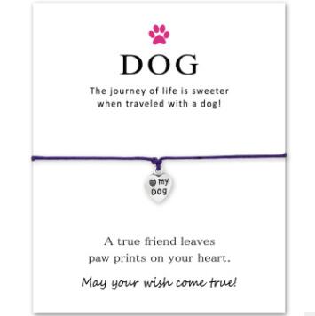 Paw Print Charm Wish Card Bracelet