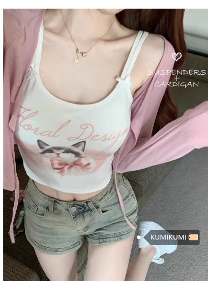 Lace Trim Crop Top with Bow for Women