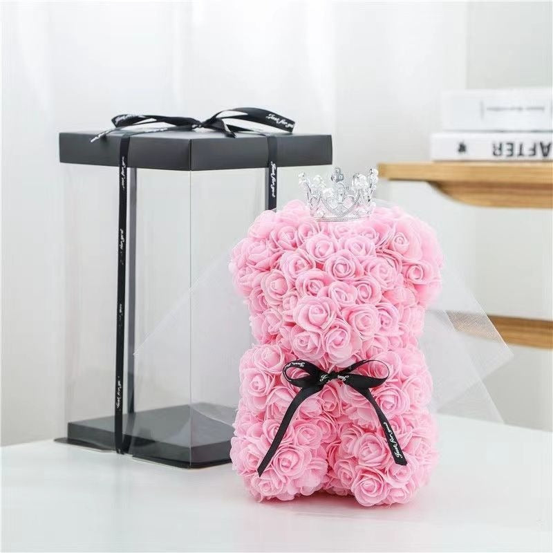 Teddy Rose Flower Bear with Box