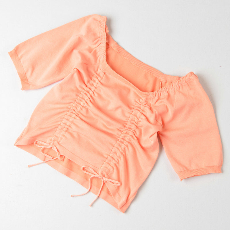 Boring Honey Women's Square Collar Drawstring Crop Top