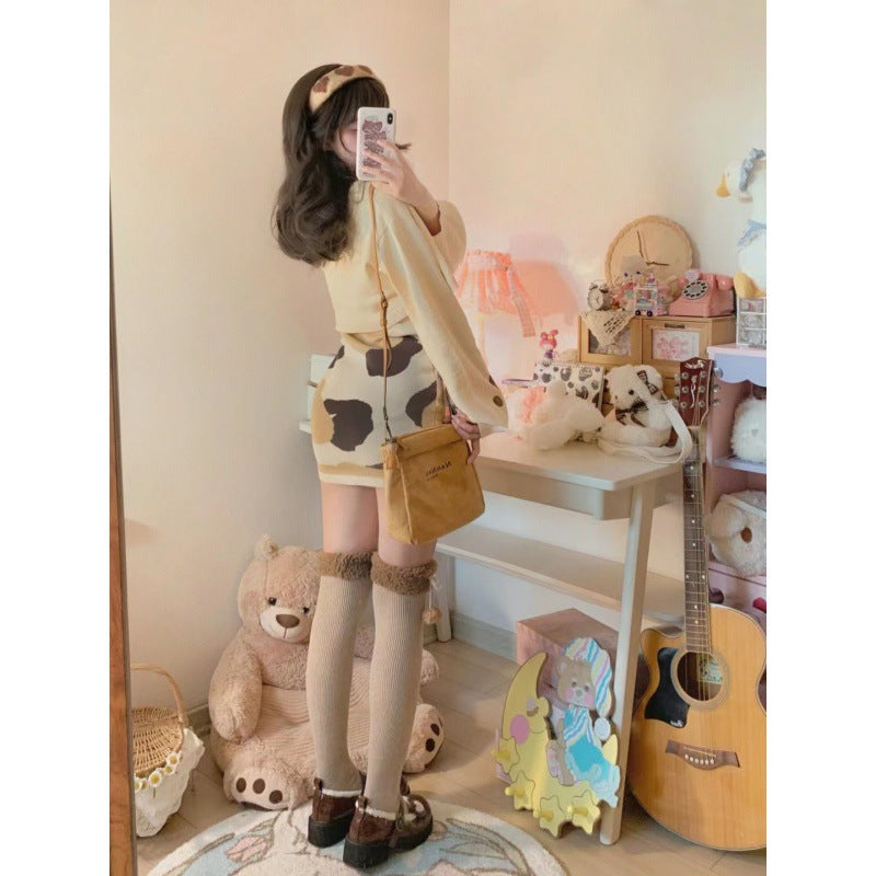 Knit Camisole Dress Two-Piece Cute Soft Set for Women