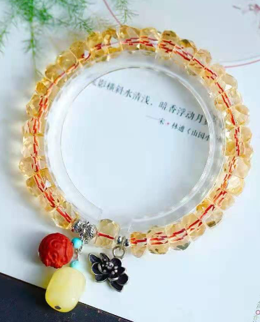 Faceted Citrine Crystal Bracelet with Charms