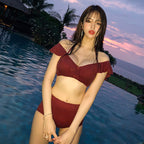 Off-Shoulder Ruffle High-Waist Bikini Set