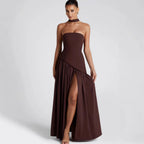 Strapless High-Slit Maxi Dress