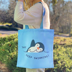 Just Keep Swimming Penguin Canvas Tote Bag