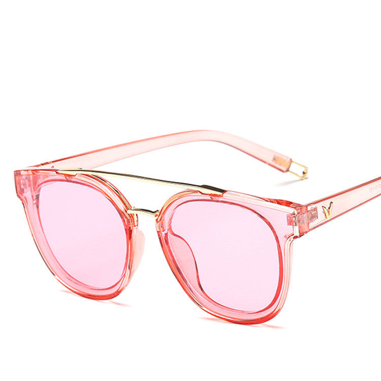 Retro Brow-Bar Round Sunglasses