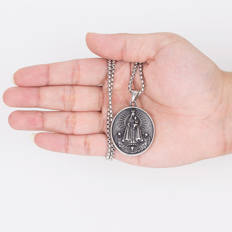 Titanium Steel Sacred Heart Jesus Pendant Necklace