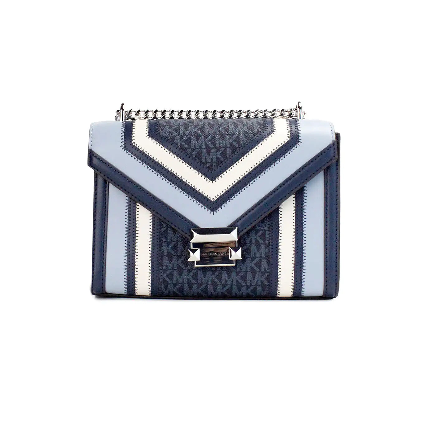 Michael Kors Whitney Medium Navy Color-Block Chain Shoulder Bag