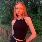 Backless Cross Strap Women's Black Camisole Top