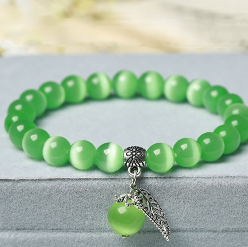 Handmade Cat's Eye Stone Beaded Bracelet