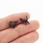 Rose Gold Stainless Steel Cat Stud Earrings