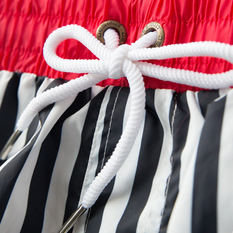 Men's Striped Quick-Dry Swim Trunks