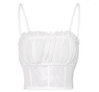 2020 Women's Mesh Camisole with Ruffle Trim Top
