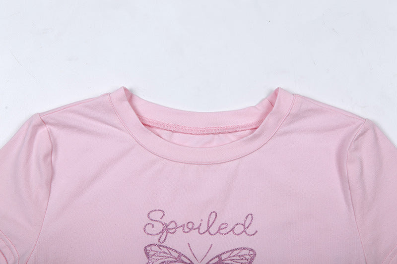 2019 Summer Women's Short Sleeve Crop Top T-Shirt