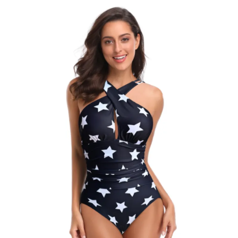 Crossover Front One-Piece Swimsuit