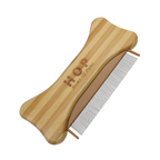 Dual-Sided Pet Grooming Comb with Bamboo Handle, Bone-Shaped Dog & Cat Dematting Comb for Detangling, Deshedding & Finishing All Coats