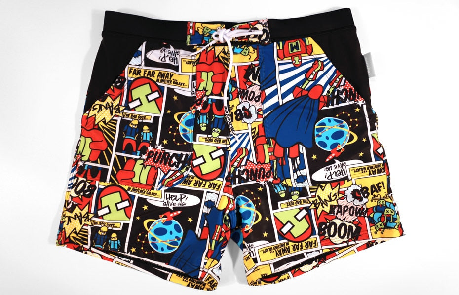 Men's Comic Print Board Shorts Swim Trunks