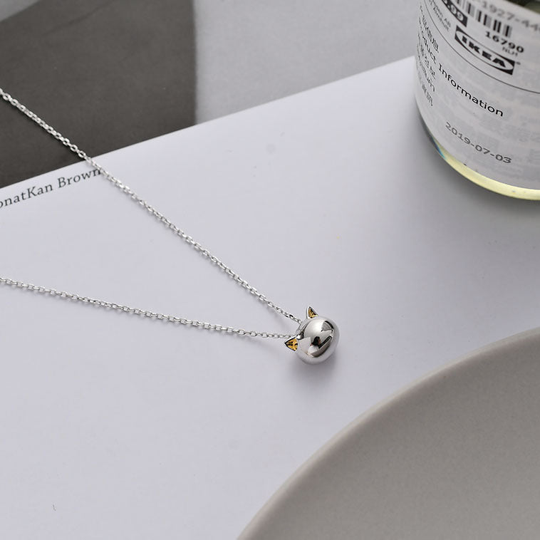 Hollow Cat Necklace - Silver Minimalist Design