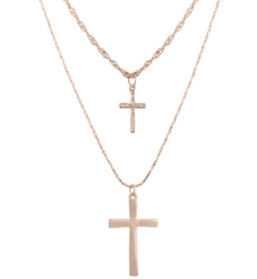 Layered Cross Pendant Necklace Set