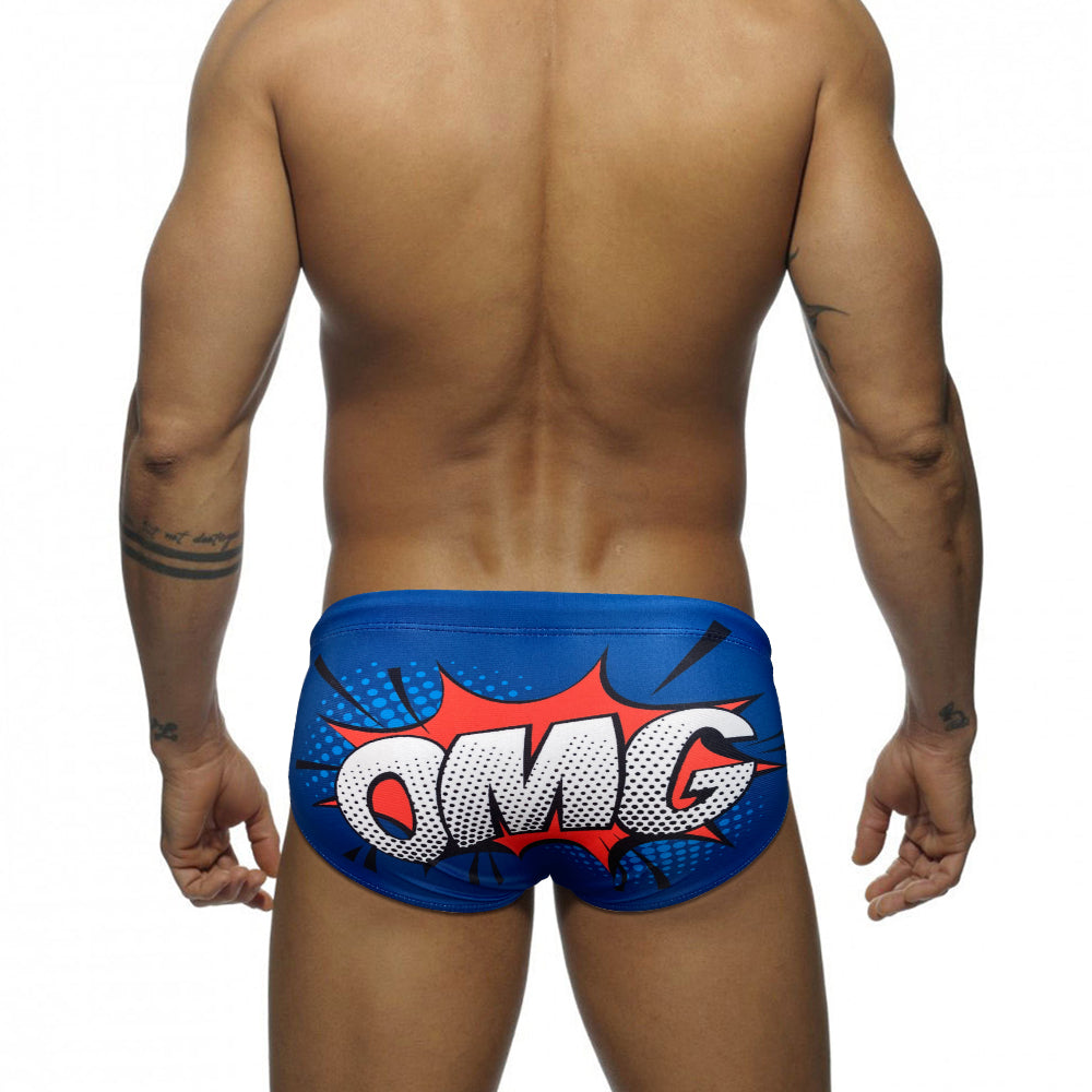 Men's Red Pop Art OMG Swim Briefs