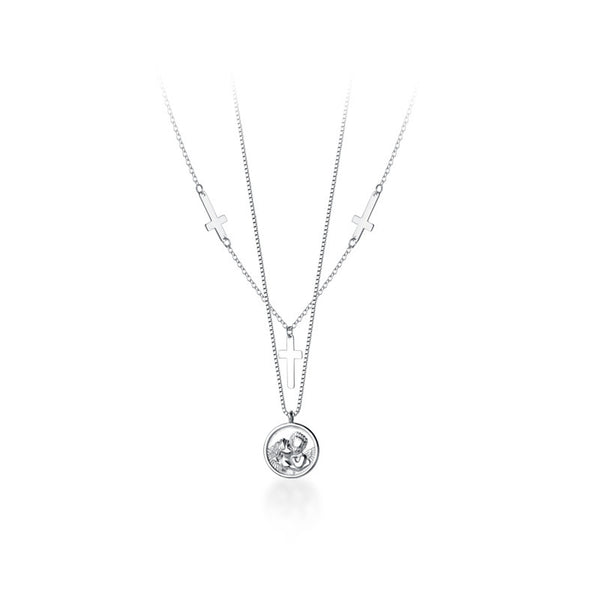 Ailuoqi Silver Vintage Cross Pendant Necklace