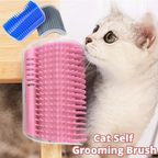 Cat Self-Grooming Brush, Wall & Corner Mounted Massage Comb, Soft Bristle Shedding & Deshedding Tool for Cats