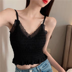 Summer Backless Lace Sling Pleated Tank Top for Women