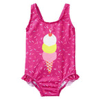 Girls' UPF Ice Cream Print One-Piece Swimsuit
