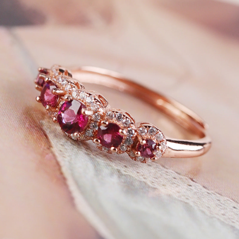 Rose Gold Purple Garnet Ring