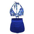 Tropical Halter High-Waist Two-Piece Swimsuit