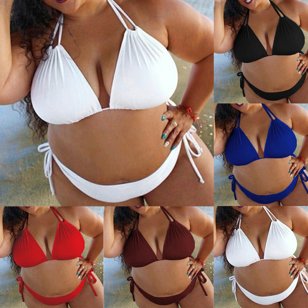 Women's Plus Size Black Halter Bikini Set