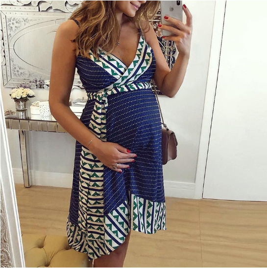 Floral Maternity Dress with Spaghetti Straps (Women)