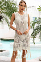 Crochet Fringe Cover-Up Dress