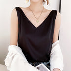 2024 Spring/Summer Women's Silk Satin V-Neck Tank Top