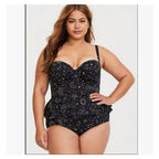 Plus Size Bustier Peplum Tankini Set