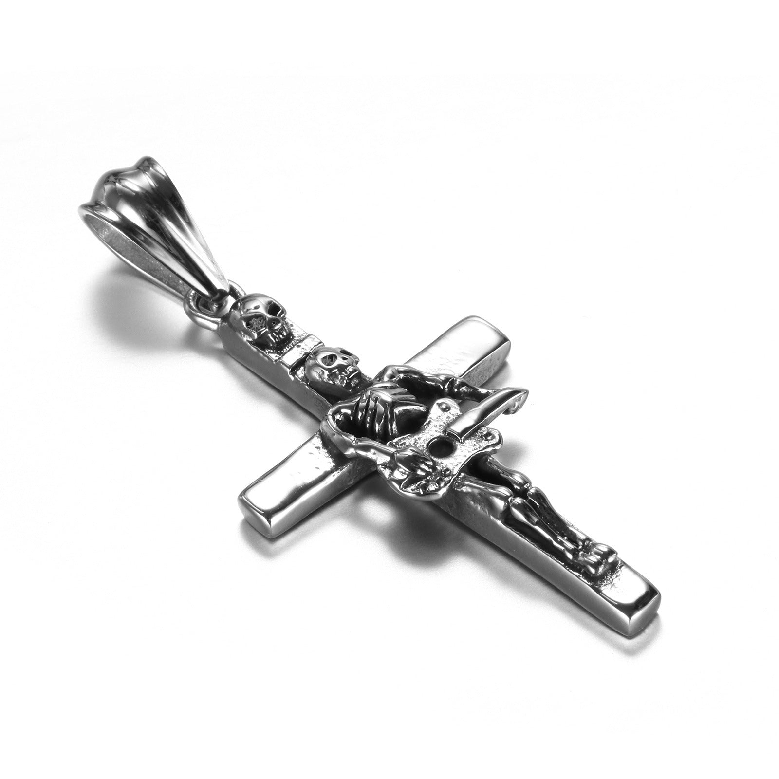 Men's Punk Skull Guitar Cross Pendant Necklace PE0188