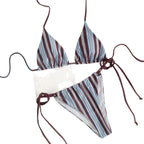 Striped Triangle String Bikini Set