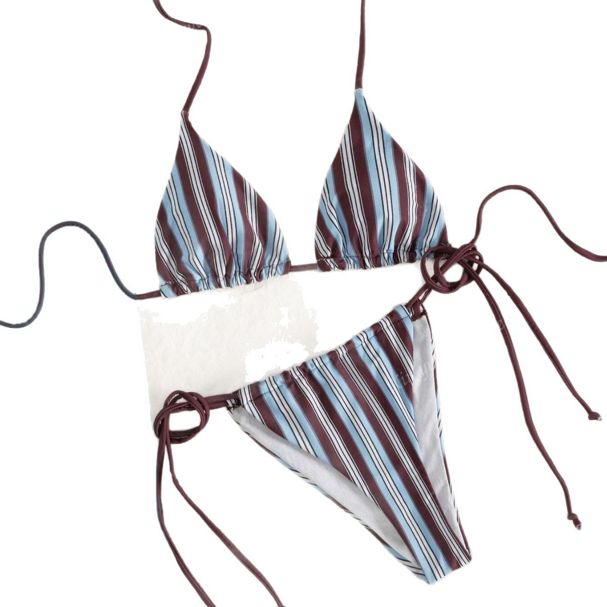 Striped Triangle String Bikini Set
