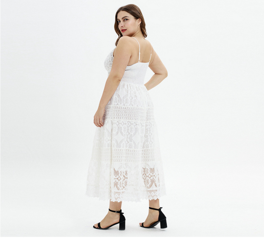Solid Color Lace Panel Spaghetti Strap Dress